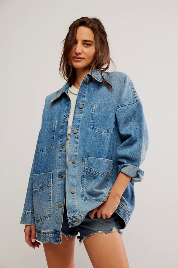 Avery Denim Jacket Denim Fabric Leather Fabric Suede Fabric