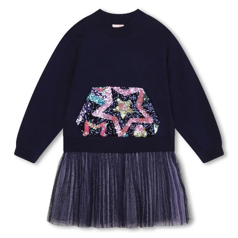 BILLIEBLUSH POCKET IN SEQUINS ON THE FRONT WITH ALLOVER STARS DRESS