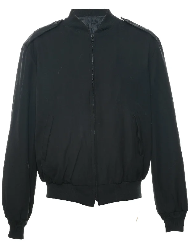Black Bomber Jacket - XL Nylon Jacket Polyester Jacket Spandex Jacket