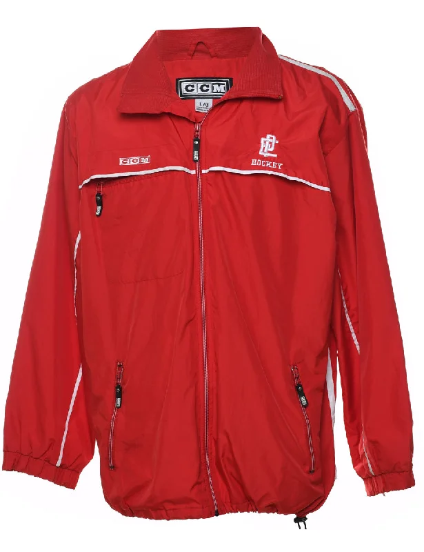 Black & Red Embroidered Hockey Design Zip-Front Jacket - L Collared Jacket Crew Neck Jacket Turtle Neck Jacket Black & Red Embroidered Hockey Design Zip-Front Jacket - L Collared Jacket Crew Neck Jacket Turtle Neck Jacket