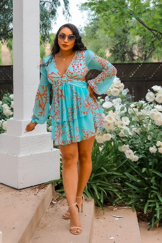 Blue Angel Ruffle Cut-Out Mini Dress Chic Bohemian Mini Dress