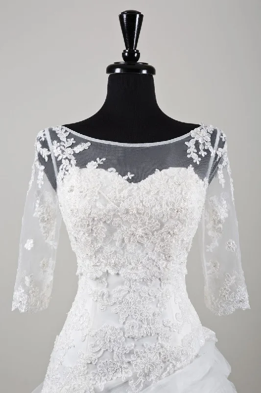 Bridal Lace Wedding Jacket with Sleeve Boleros Fleece Jacket Down Jacket Feather Jacket