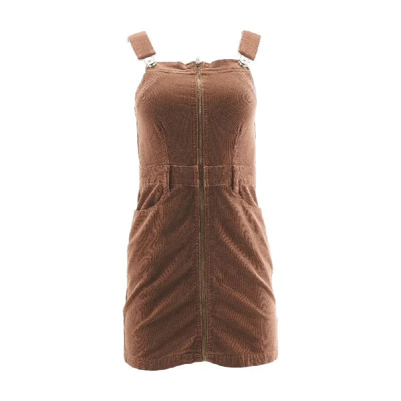 Brown Solid Mini Dress Comfortable Casual Mini Dress