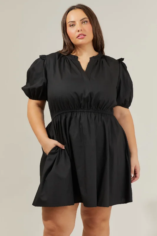 Candice Love Poplin Short Sleeve Mini Dress Curve Fashionable Pleated Mini Dress