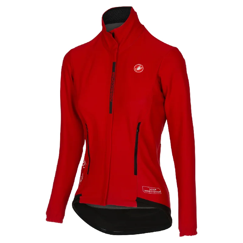 Castelli Womens Perfetto Jacket - Red Faux Fur Jacket Real Fur Jacket Shearling Jacket