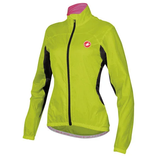 Castelli Womens Velo Rain Jacket - Lime Green Knit Jacket Woven Jacket Fleece Jacket
