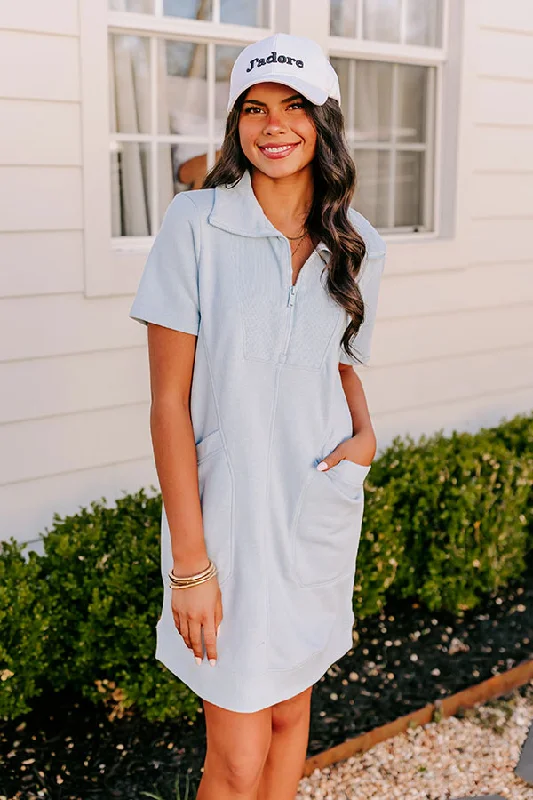 Casual Outing Mini Dress in Sky Blue Classic Striped Mini Dress