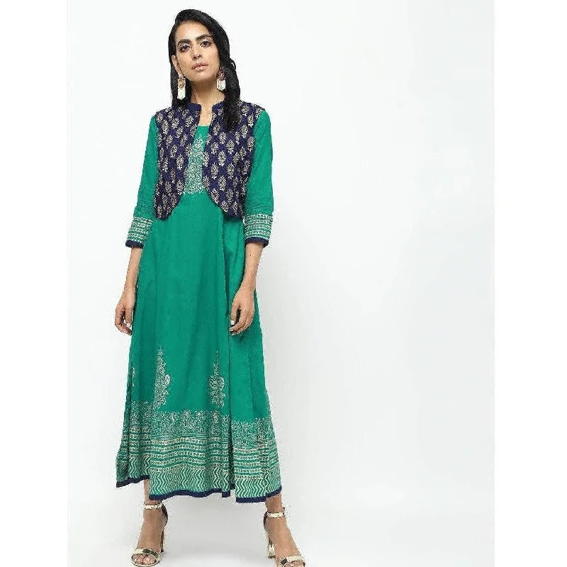 Cheera Kalidar Anarkali With Contrast Jacket On Foil Print Design Kurta Jacket Blazer Coat Cheera Kalidar Anarkali With Contrast Jacket On Foil Print Design Kurta Jacket Blazer Coat