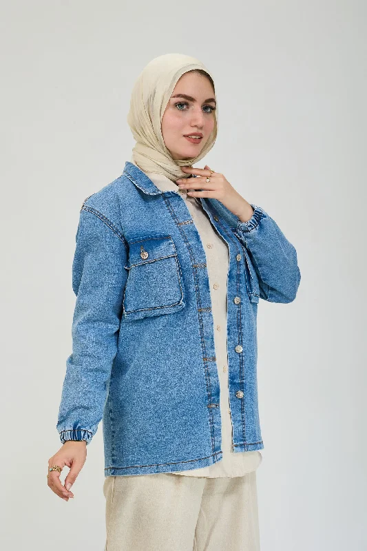 Classic Denim Jean Maxi Jacket with Pocket Detailing Wool Fabric Cashmere Fabric Tweed Fabric Classic Denim Jean Maxi Jacket with Pocket Detailing Wool Fabric Cashmere Fabric Tweed Fabric