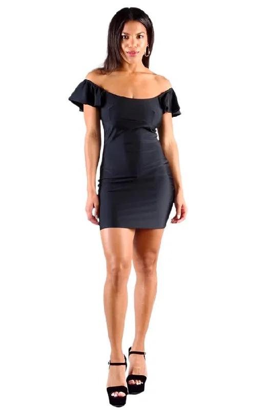 Convertible Off Shoulder Ruffle Sleeve Bodycon Mini Dress Chic Bohemian Mini Dress