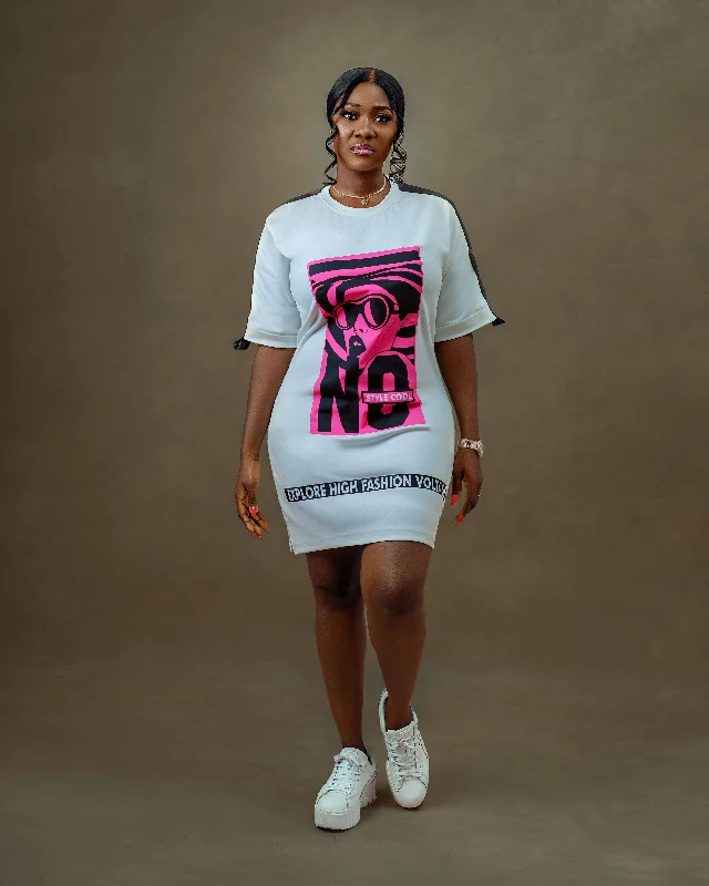 No Style Code Tee Dress White