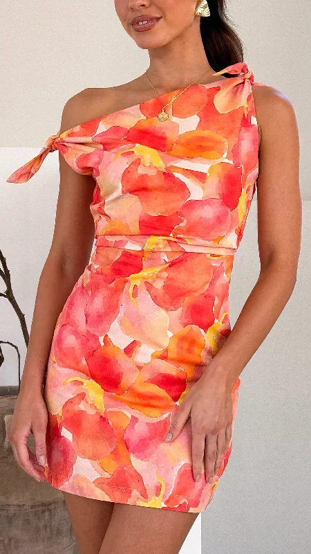 Ebbe Mini Dress - Pink Floral Cozy Cotton Mini Dress