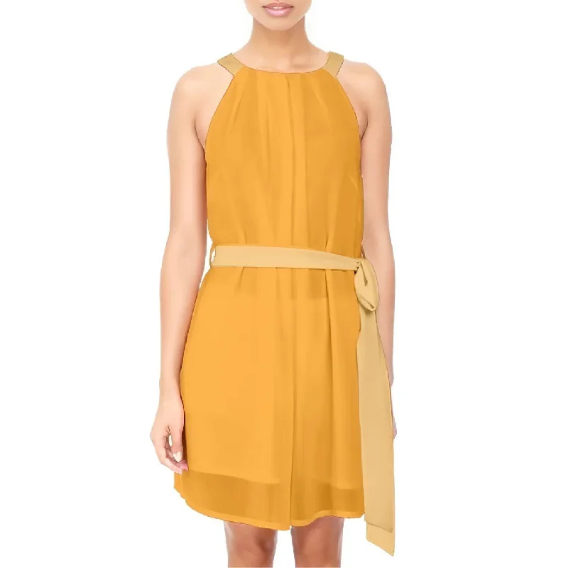Ebisa Orange Halter Waist Tie Chiffon Dress