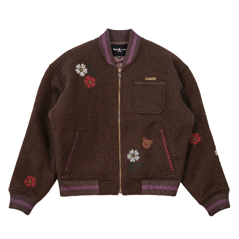 Embroidered Bomber Jacket V-Neck Jacket Boat Neck Jacket Square Neck Jacket