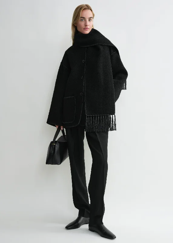 Embroidered scarf jacket black Mesh Jacket Canvas Jacket Denim Jacket