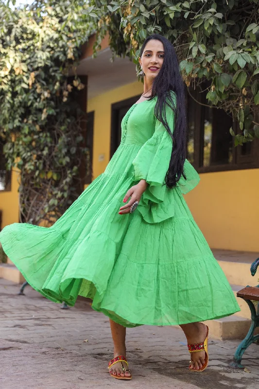 Emerald Solid Printex Tyre Dress