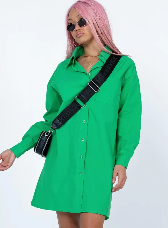Emersyn Mini Dress Green Trendy Button-Detail Mini Dress