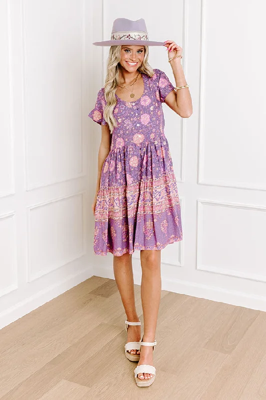 English Garden Floral Mini Dress Comfortable Smocked Mini Dress