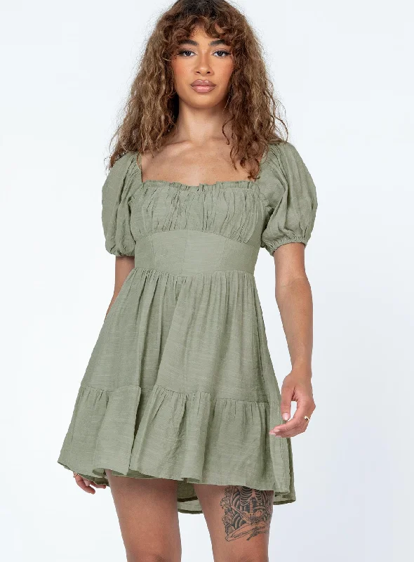 Ethan Mini Dress Green Cozy Jersey Mini Dress