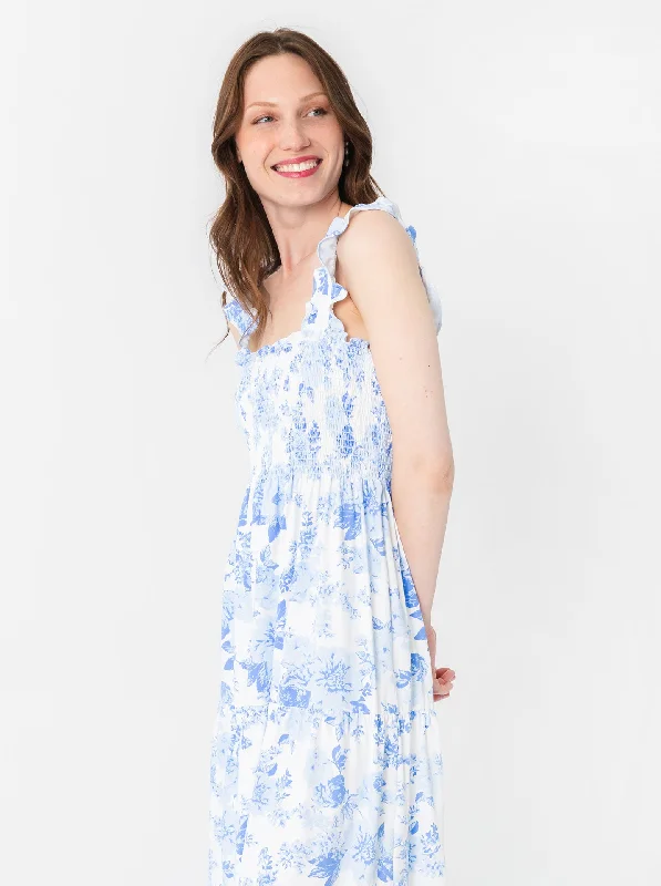 Fitz Dress - Flowers For Evelyn in Sky