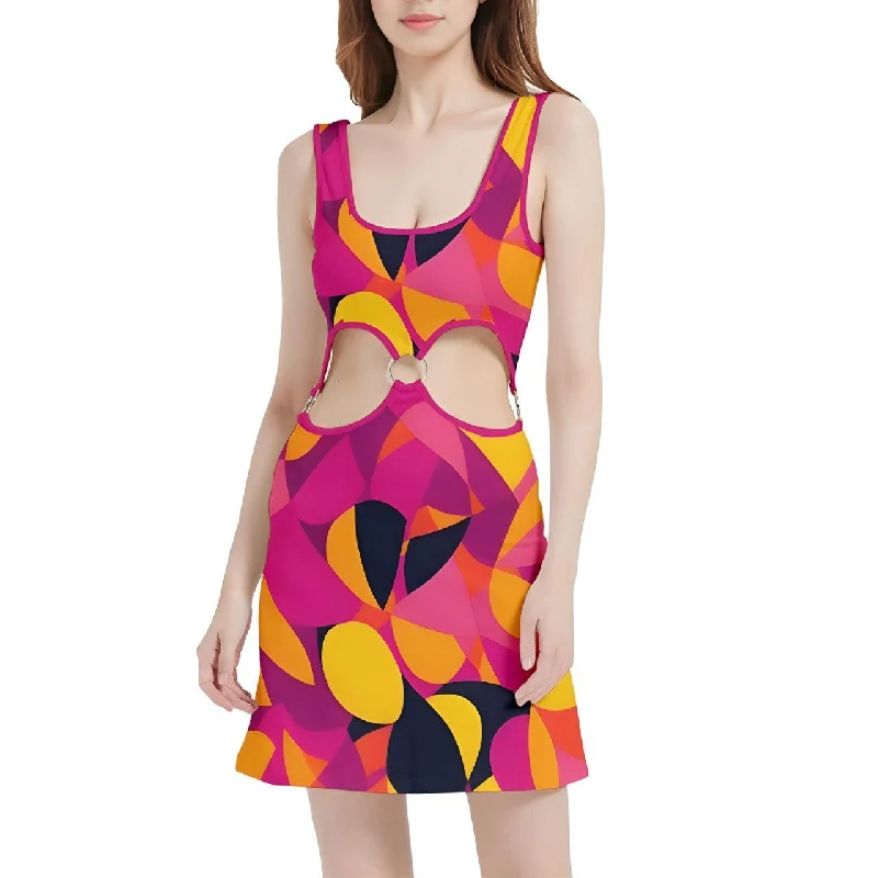 Munich Velour Cutout Mini Dress - Airline Series Stylish Button-Down Mini Dress