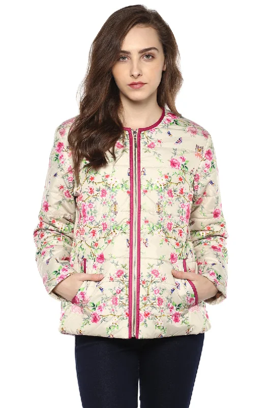 Floral Print Smart Jacket Cotton Fabric Linen Fabric Terry Fabric