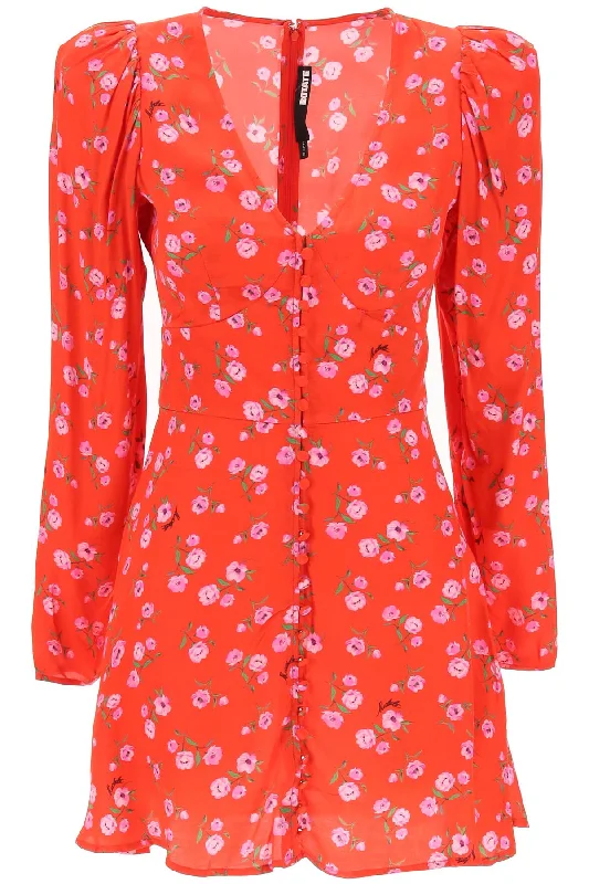 ROTATE floral printed satin mini dress Classic White Mini Dress