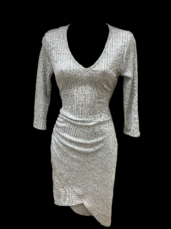 Glitter 3/4 Sleeve Asymmetrical Dress FM3744