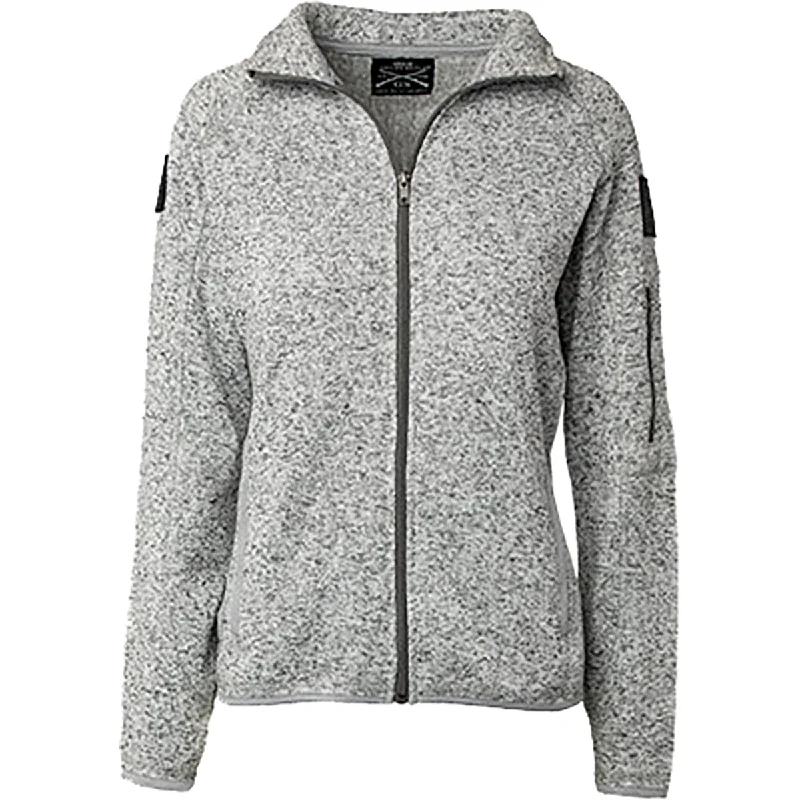 Grunt Style Women's Full Zip Sweater Jacket - Heather Gray Zip Front Button Front Snap Front