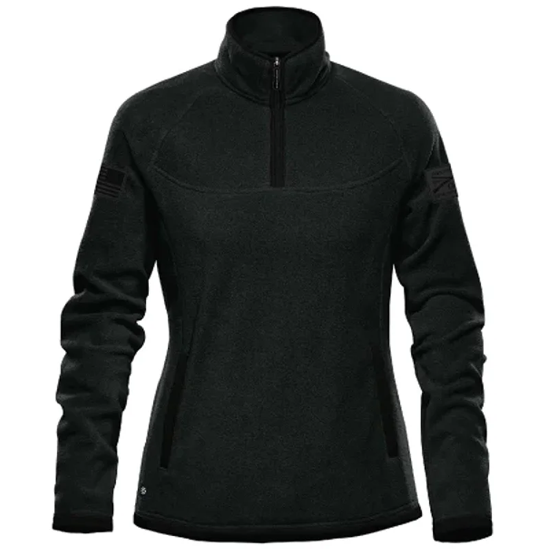 Grunt Style Women's Tech Quarter Zip Fleece Jacket - Black Wool Jacket Cashmere Jacket Tweed Jacket