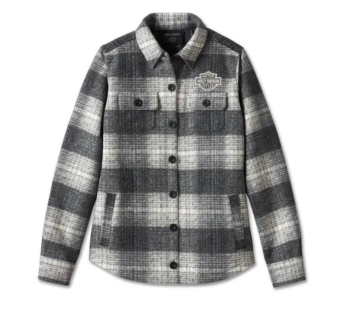 Harley-Davidson® Women's Onwards Shirt Jacket - YD Plaid - Black Beauty Elasticated Jacket Padded Jacket Insulated Jacket