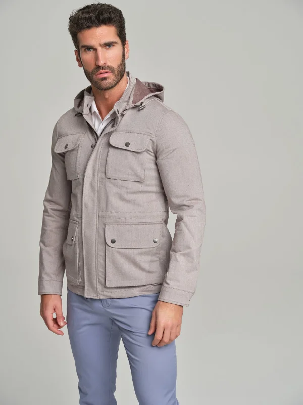 Havana Collection safari jacket A-Line Jacket Boat Neck Shawl Collar