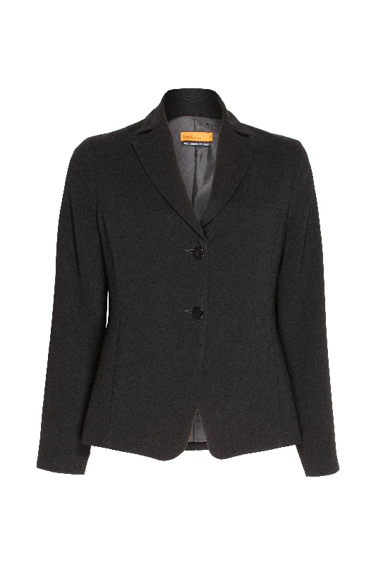 High Revere Collar Jacket - Black 8620 Front Pockets Side Pockets Patch Pockets