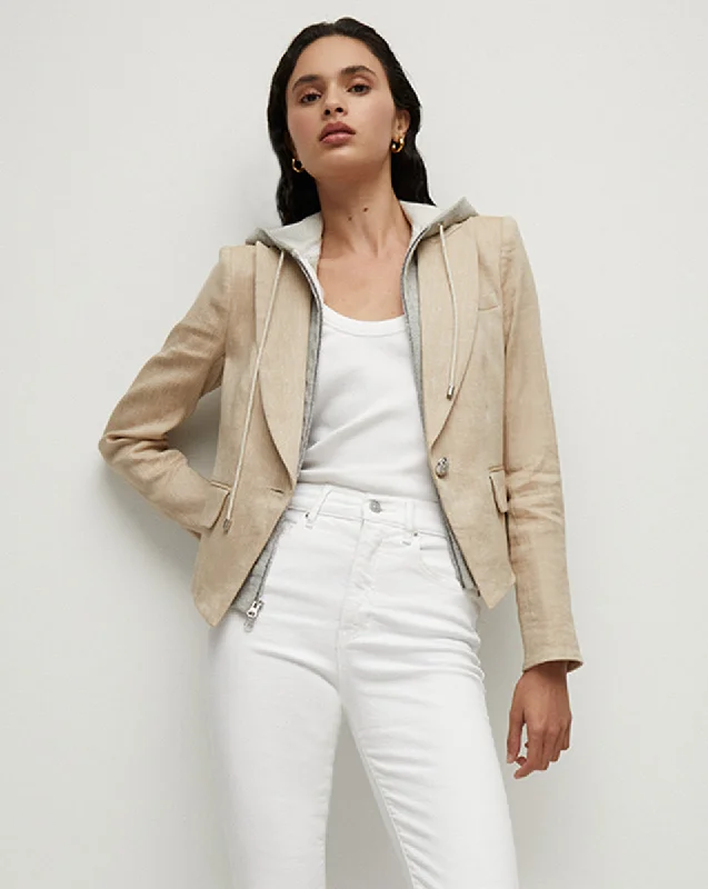 Hosanna Linen Dickey Jacket Zip Front Button Front Snap Front