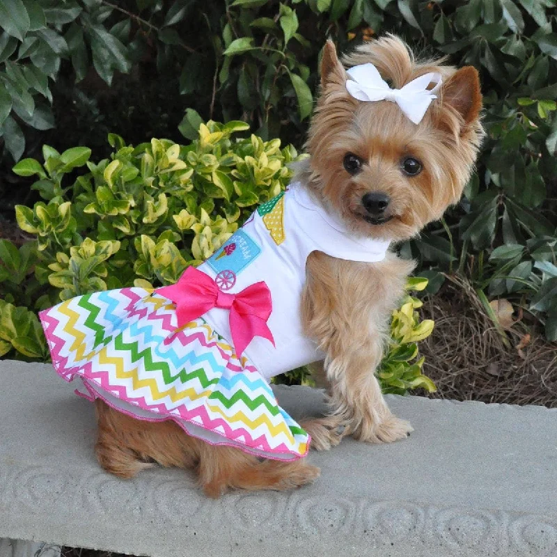 Dog Dress Harness: Ice Cream Cart Dog Dress with Matching Leash