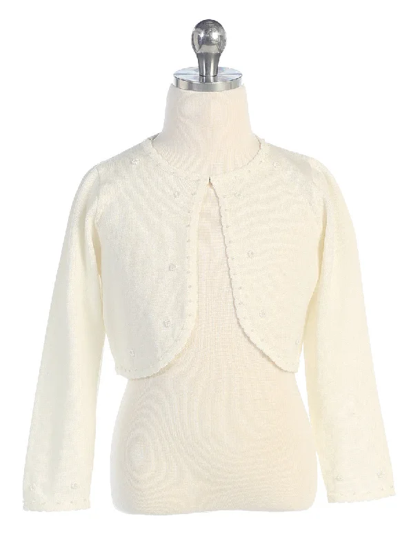 Ivory Knit Pearl Detail Jacket JK 2830 Satin Jacket Silk Jacket Chiffon Jacket
