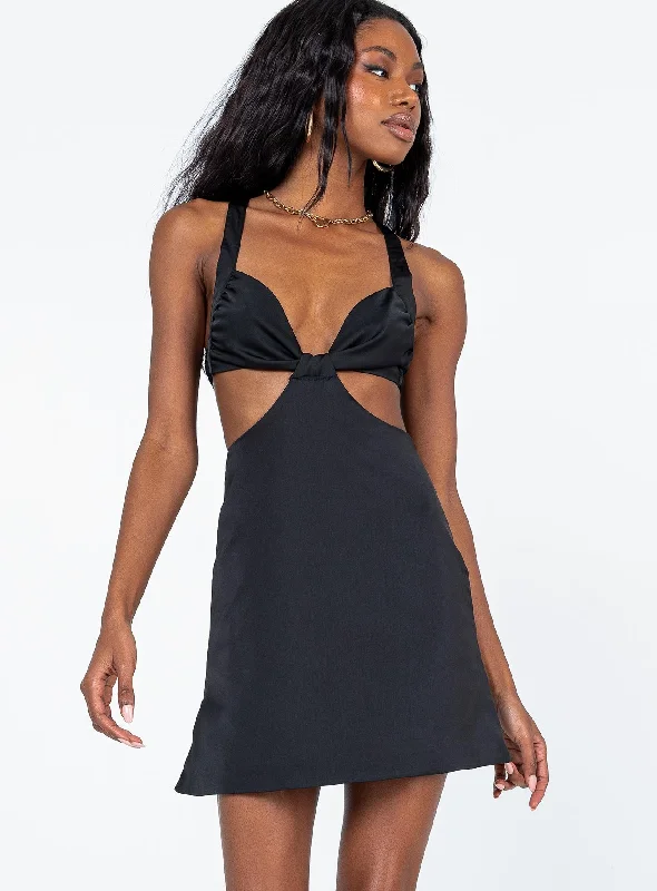 Kaela Mini Dress Black Trendy A-Line Mini Dress