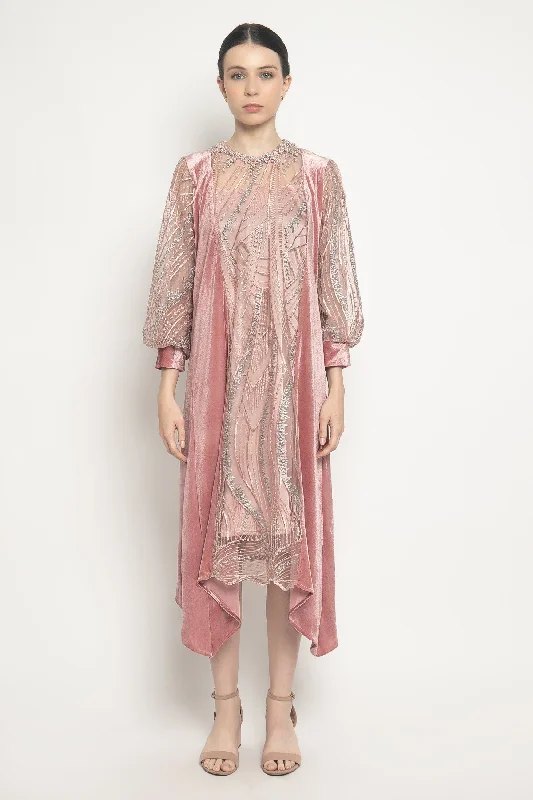 Radia Velvet Dress in Pink