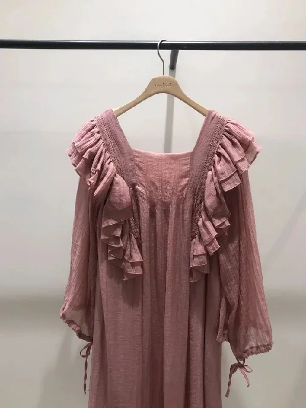 Lace Sleeper Dress Dusty Rose