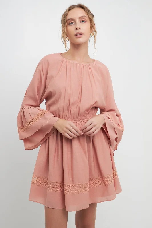 Laced Spg Tie Mini Dress Cozy Ribbed Mini Dress