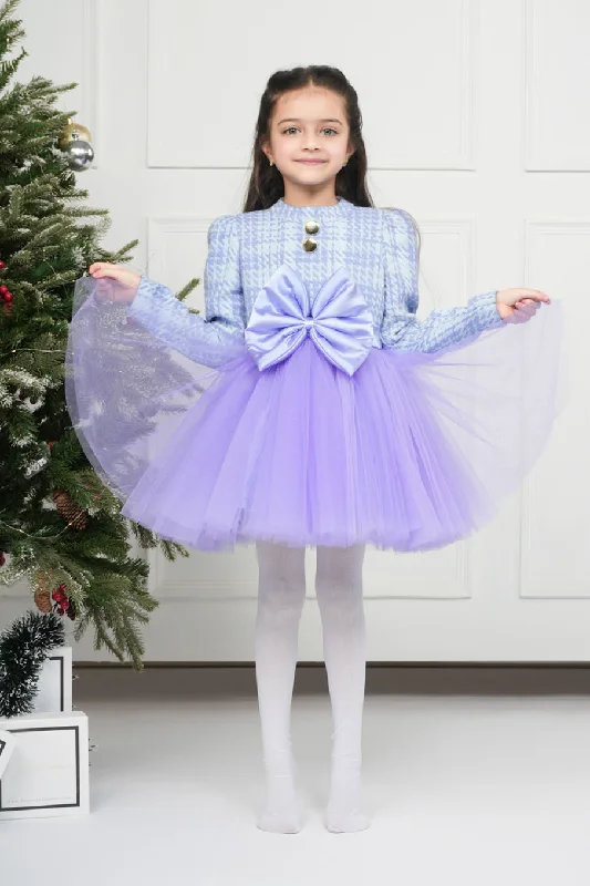 LAVENDER HOUNDSTOOTH DRESS