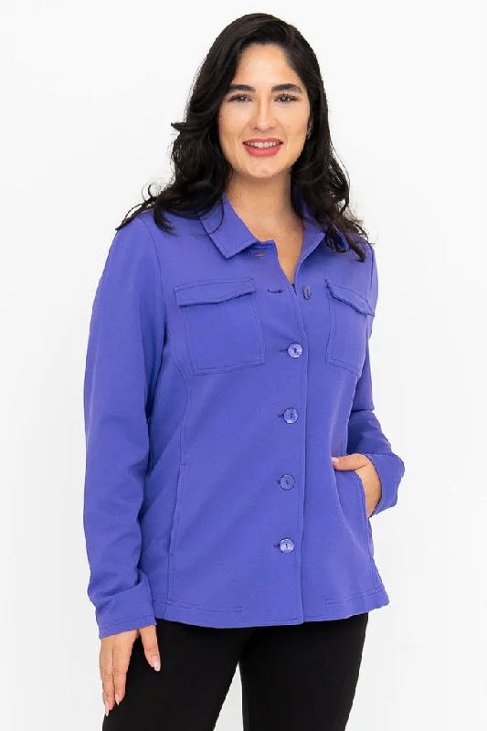 Lolo Jacket, Lavender, Modal Boat Neck Shawl Collar Notched Collar