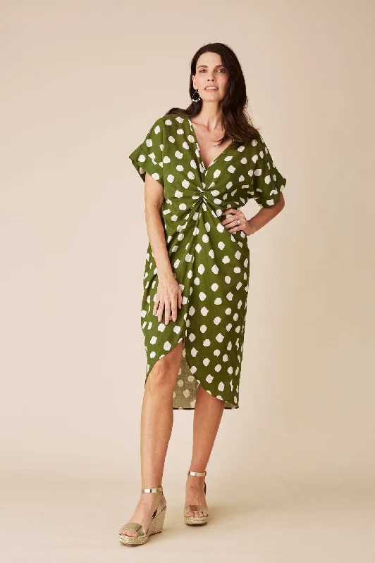 Louisa Dress Green Polka Dot