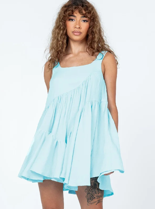 Louisa Mini Dress Blue Cozy Satin Mini Dress