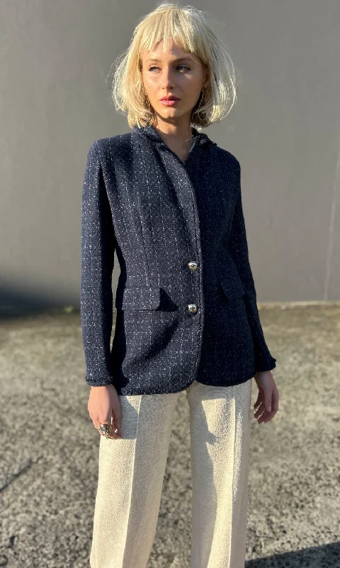 Marella Seville Weave Jacket - Blue Denim Jacket Leather Jacket Suede Jacket