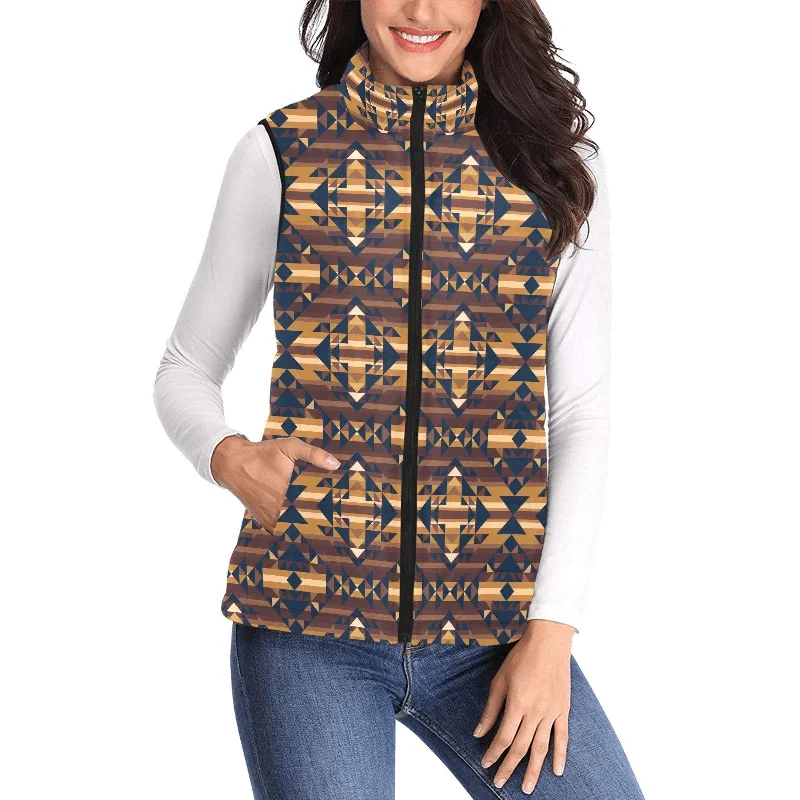 Marron Cloud Women's Padded Vest Jacket Hoodie Zip-Up Jacket Button-Up Jacket