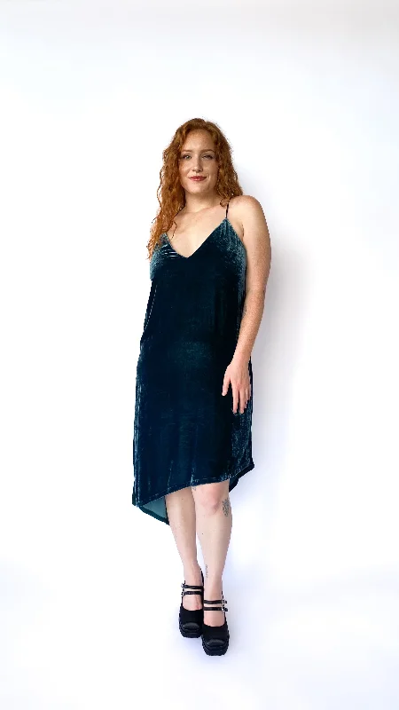Modern Green Velvet Dress, sz. L