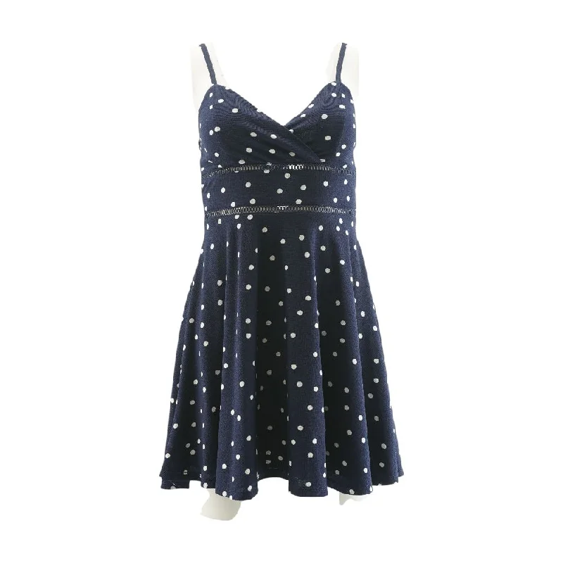 Navy Polka Dot Mini Dress Elegant Vintage Mini Dress