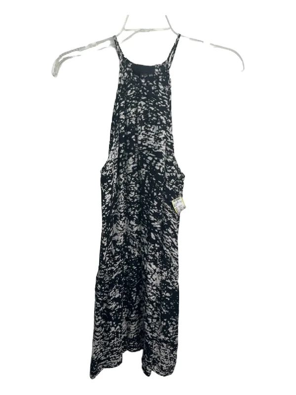 Nili Lotan Size Medium Black & White Silk Spotted Tank high neck Dress