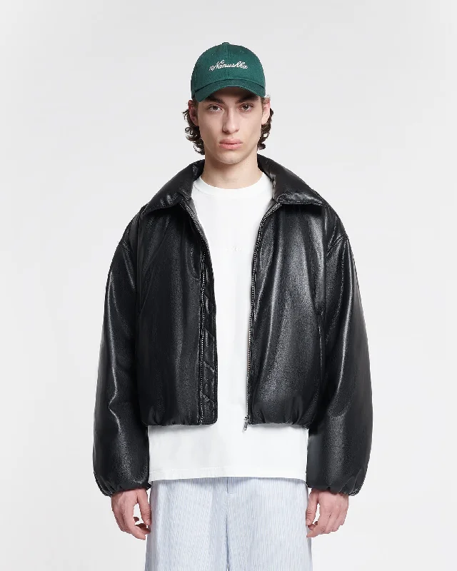 Asger - Padded Okobor™ Alt-Leather Jacket - Black Fleece Jacket Down Jacket Parka